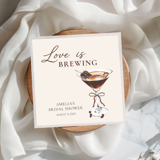 Love is Brewing Espresso Martini Bridal Shower Napkins (Creator Uploaded)