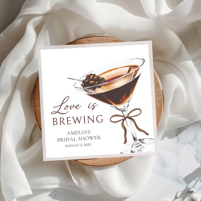 Love is Brewing Espresso Martini Bridal Shower Napkins (Creator Uploaded)