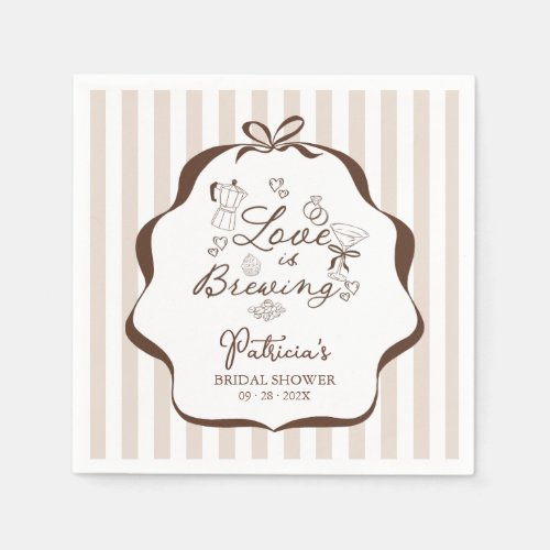 Love Is Brewing Espresso Martini Bridal Shower Napkins