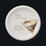 Love is Brewing Espresso Martini Bridal Shower Paper Plates<br><div class="desc">Designed for the modern hostess with a taste for the refined, these espresso martini-inspired plates add an effortless layer of sophistication to your bridal shower. Featuring a hand-painted cocktail illustration and elegantly scripted typography, they bring a sense of style, warmth, and indulgence to the table. Perfect for bridal showers, engagement...</div>