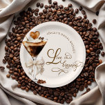 Love Is Brewing Espresso Martini Bridal Shower Paper Plates<br><div class="desc">This item is the perfect blend of elegance and modern charm. Featuring a stylish watercolor illustration of a luxurious espresso martini, the design captures the essence of a chic and sophisticated celebration. The warm, rich coffee tones paired with soft, romantic accents create a cozy yet refined atmosphere, ideal for a...</div>