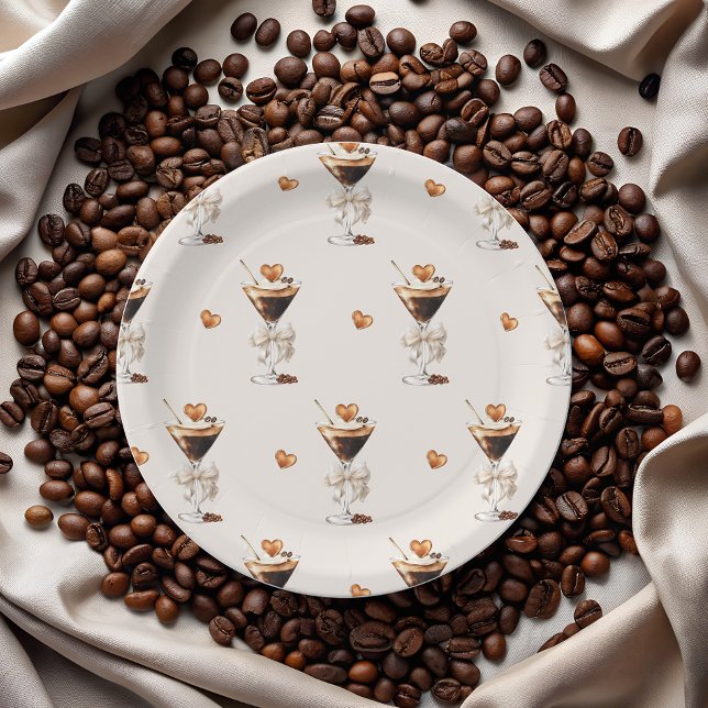 Love Is Brewing Espresso Martini Bridal Shower Paper Plates (Creator Uploaded)