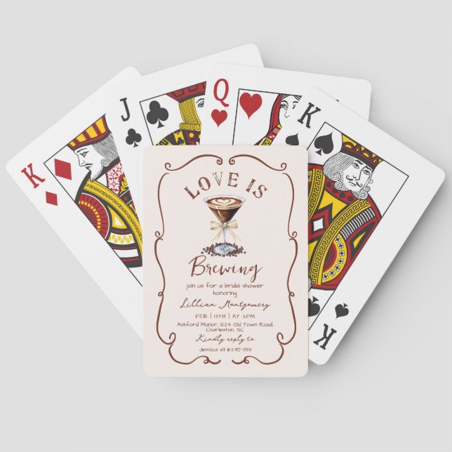 Love is Brewing Espresso Martini Bridal Shower Poker Cards (Back)