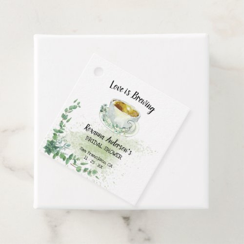 Love is Brewing Eucalytpus Tea Bridal Shower  Favor Tags