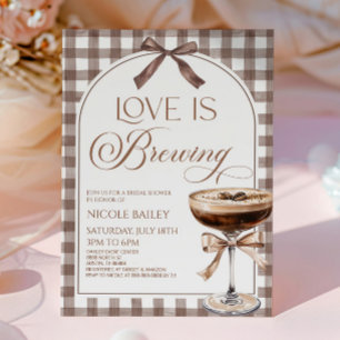 Love Is Brewing Expresso Martini Bow Bridal Shower Invitation