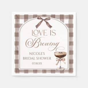 Love Is Brewing Expresso Martini Bow Bridal Shower Napkins