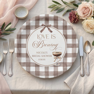 Love Is Brewing Expresso Martini Bow Bridal Shower Paper Plates