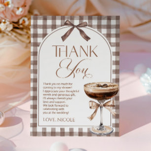 Love Is Brewing Expresso Martini Bow Bridal Shower Thank You Card