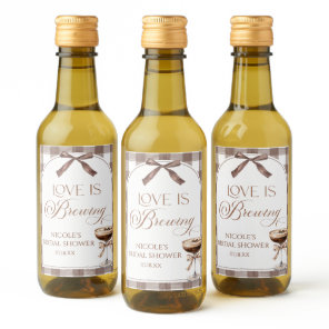 Love Is Brewing Expresso Martini Bow Bridal Shower Wine Label