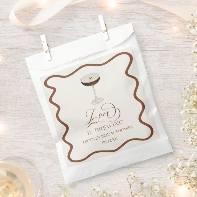Love Is Brewing Expresso Martini Bridal Shower Favor Bag (Clipped)