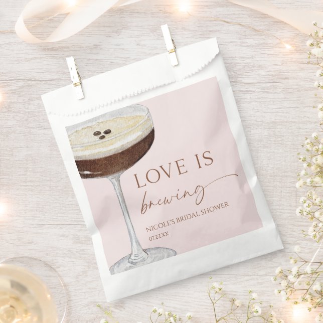 Love Is Brewing Expresso Martini Bridal Shower Favor Bag (Clipped)