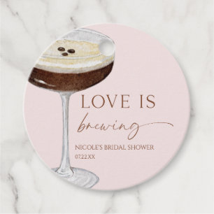 Love Is Brewing Expresso Martini Bridal Shower Favor Tags