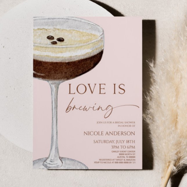 Love Is Brewing Expresso Martini Bridal Shower Invitation (Creator Uploaded)