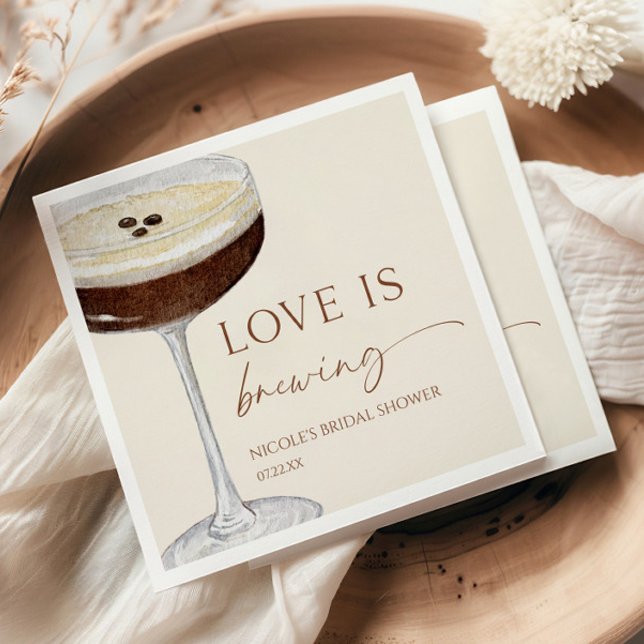 Love Is Brewing Expresso Martini Bridal Shower Napkins (Creator Uploaded)