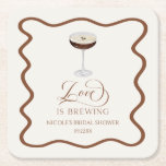Love Is Brewing Expresso Martini Bridal Shower Square Paper Coaster<br><div class="desc">These are Love Is Brewing Expresso Martini Bridal Shower Coaster!</div>