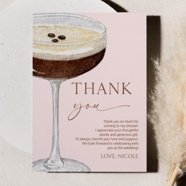 Love Is Brewing Expresso Martini Bridal Shower Thank You Card (Creator Uploaded)