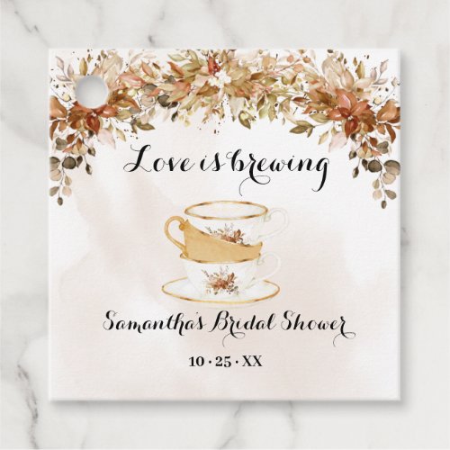 Love is Brewing Fall Autumn Eucalyptus Tea Shower Favor Tags