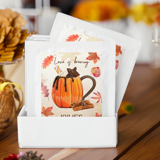 Love is brewing fall bridal shower edible favors tea bag drink mix (Love is brewing fall bridal shower edible favors personalized tea bag drink mix)