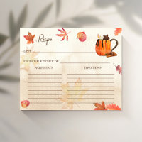 Love is brewing fall bridal shower recipe card