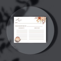 Love is brewing fall bridal shower recipe card