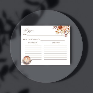 Love is brewing fall bridal shower recipe card