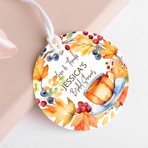 Love is brewing fall bridal shower thank you favor favor tags
