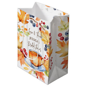 Love is brewing fall bridal shower thank you favor medium gift bag