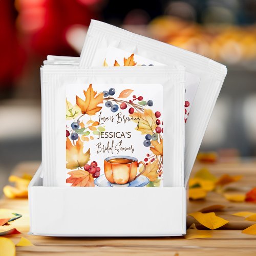 Love is brewing fall bridal shower thank you favor tea bag drink mix