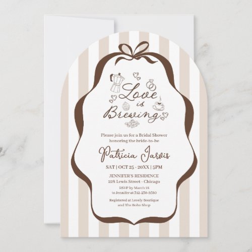 Love Is Brewing Fall Coffee Bridal Shower Arch Invitation