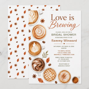 Love Is Brewing Fall Coffee Bridal Shower Invitation