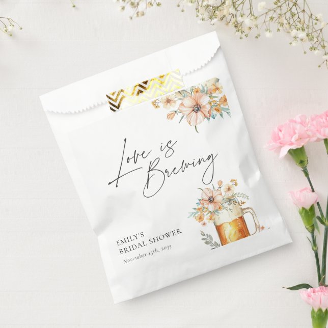 Love is Brewing Floral Bridal Shower Favor Bag (Sealed)