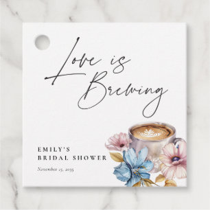 Love is Brewing Floral Bridal Shower Favor Tags