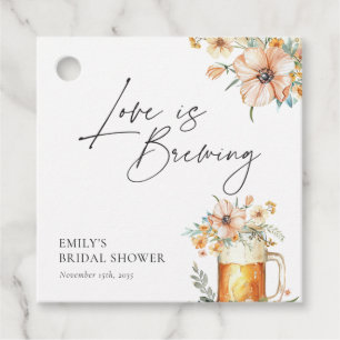 Love is Brewing Floral Bridal Shower Favor Tags
