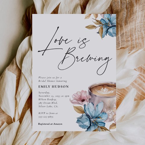 Love is Brewing Floral Bridal Shower Invitation