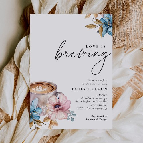 Love is Brewing Floral Bridal Shower Invitation