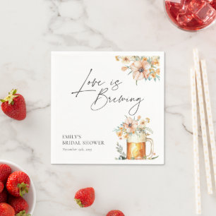 Love is Brewing Floral Bridal Shower Napkins