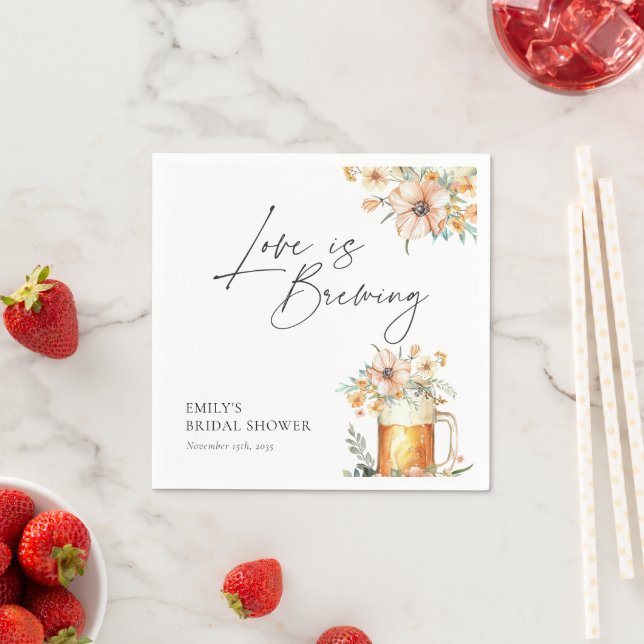 Love is Brewing Floral Bridal Shower Napkins (Insitu)