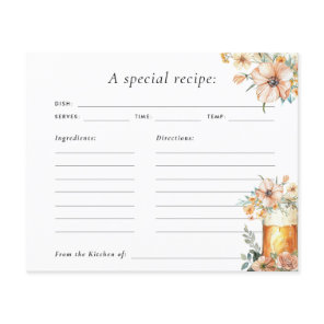 Love is Brewing Floral Bridal Shower Recipe Card