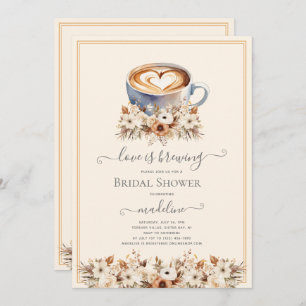 Love is Brewing Floral Coffee Bridal Shower Invitation