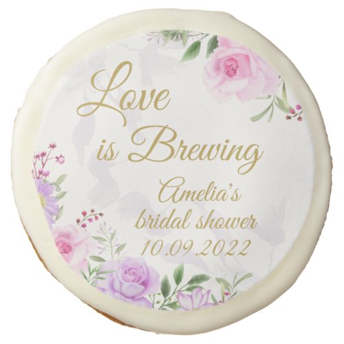 Love is Brewing _ Floral Elegant Bridal Shower Sugar Cookie