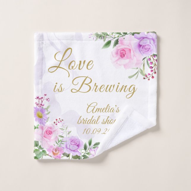 Love is Brewing - Floral Elegant Bridal Shower Wash Cloth (Wash Cloth)