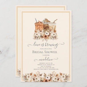 Love is Brewing Floral Iced Coffee Bridal Shower Invitation