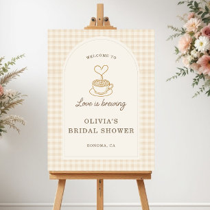 Love is Brewing Gingham Bridal Shower Welcome Sign