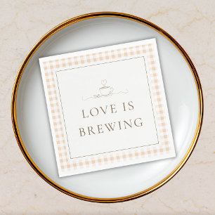 Love Is Brewing Gingham Coffee Baby Shower Napkins