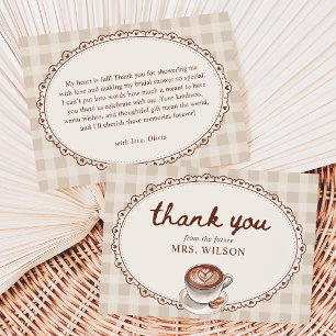 Love is Brewing Gingham Coffee Bridal Shower Thank You Card