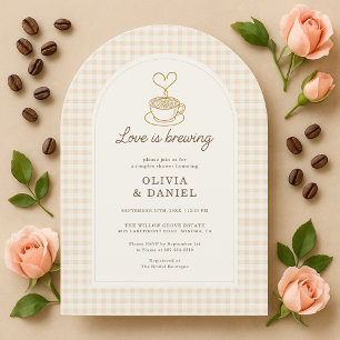 Love is Brewing Gingham Coffee Couples Shower Invitation