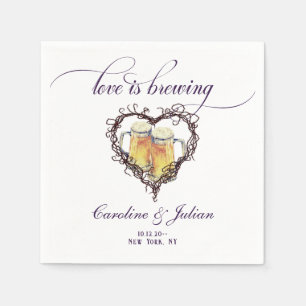 Love is Brewing Gothic Heart Beer Bridal Shower Napkins