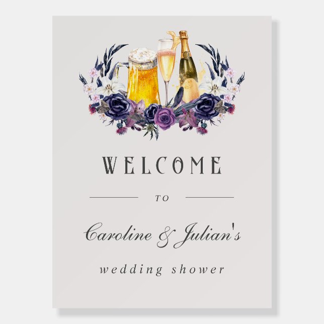 Love Is Brewing Gothic Wedding Shower Welcome Sign (Front)