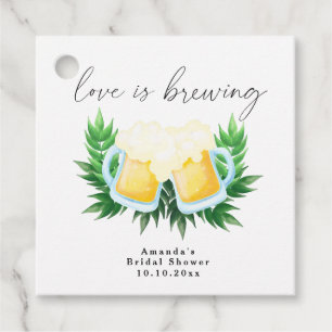 Love is Brewing Greenery Beer Bridal Shower Favor Tags