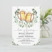 Love is Brewing Greenery Beer Bridal Shower Invitation (Standing Front)
